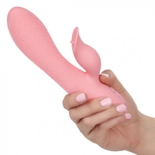 Розовый вибратор-ротатор Pasadena Player с клиторальным отростком - 21,5 см. - California Exotic Novelties