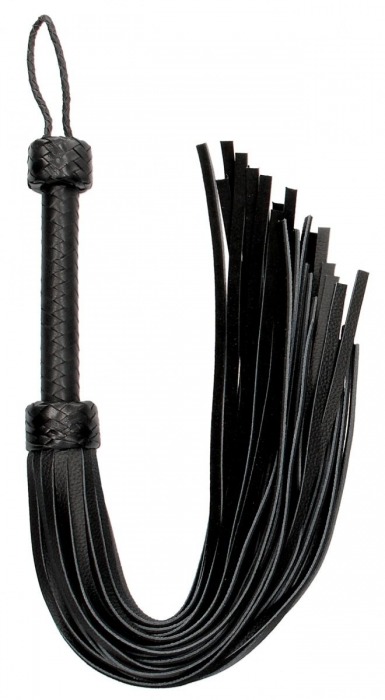 Черная многохвостая гладкая плеть Heavy Leather Tail Flogger - 76 см. - Shots Media BV - купить с доставкой в Москве