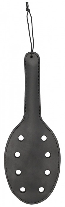 Черная шлепалка Saddle Leather Paddle With 8 Holes - 40 см. - Shots Media BV - купить с доставкой в Москве
