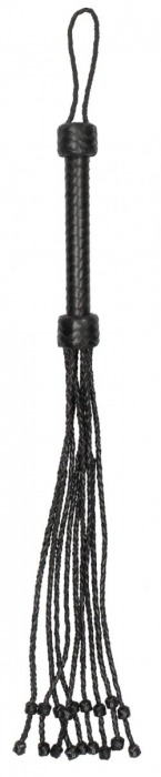 Черная многохвостая плетеная плеть Short Leather Braided Flogger - 69 см. - Shots Media BV - купить с доставкой в Москве