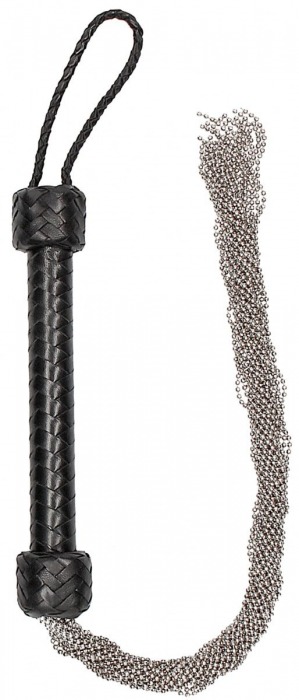 Черная многохвостая металлическая плеть Silver Ball Chain Flogger - 76 см. - Shots Media BV - купить с доставкой в Москве