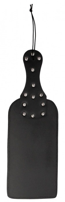 Черная шлепалка Studded Paddle - 38 см. - Shots Media BV - купить с доставкой в Москве