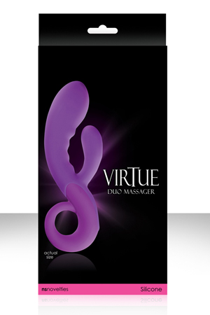Фиолетовый вибратор со стимулятором клитора VIRTUE DUO - 17,5 см. - NS Novelties