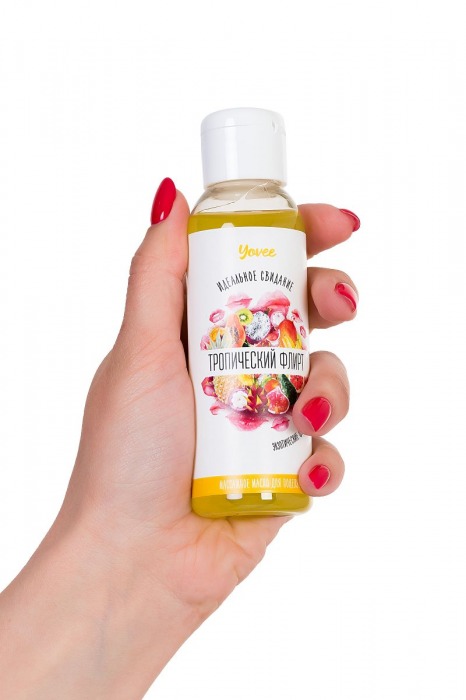 Массажное масло для поцелуев  Тропический флирт  с ароматом экзотических фруктов - 100 мл. - ToyFa - купить с доставкой в Москве