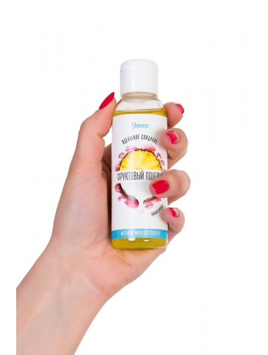 Массажное масло для поцелуев «Фруктовый поцелуй» с ароматом ананаса и кокоса - 100 мл. - ToyFa - купить с доставкой в Москве