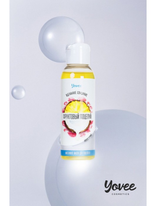 Массажное масло для поцелуев «Фруктовый поцелуй» с ароматом ананаса и кокоса - 100 мл. - ToyFa - купить с доставкой в Москве