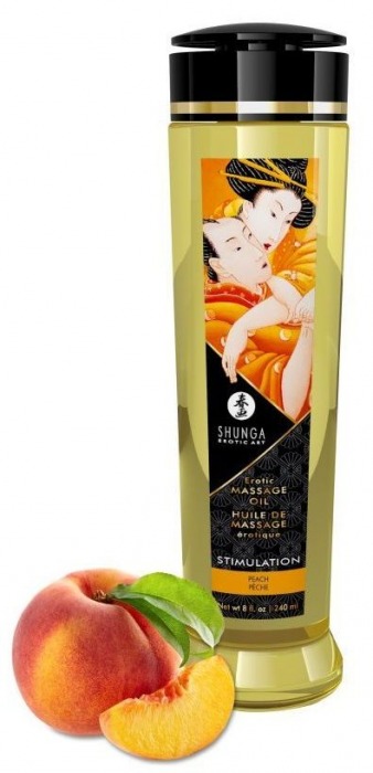Массажное масло для тела с ароматом персика Stimulation - 240 мл. - Shunga - купить с доставкой в Москве