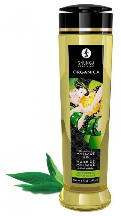 Массажное масло Organica с ароматом зеленого чая - 240 мл. - Shunga - купить с доставкой в Москве