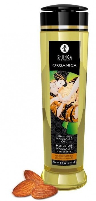 Массажное масло Organica с ароматом миндаля - 240 мл. - Shunga - купить с доставкой в Москве