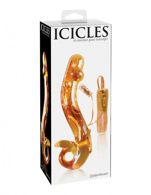 Желтый стеклянный фаллос с вибропулей ICECLES №35 - 18,5 см. - Pipedream