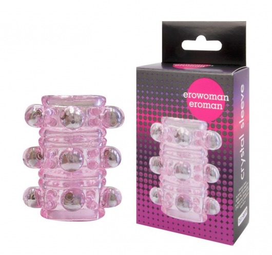 Розовая насадка на пенис Crystal sleeve с шариками и пупырышками - 5,5 см. - Bior toys - в Москве купить с доставкой