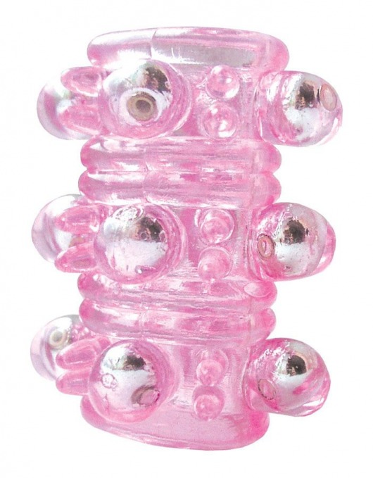 Розовая насадка на пенис Crystal sleeve с шариками и пупырышками - 5,5 см. - Bior toys - в Москве купить с доставкой