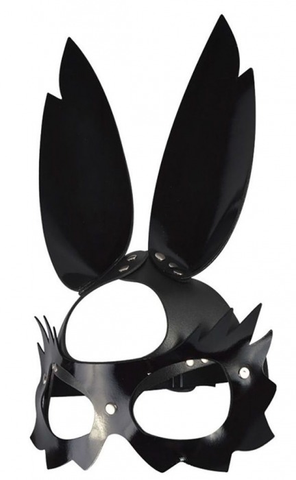 Черная лаковая кожаная маска  Зайка  с длинными ушками - Sitabella - купить с доставкой в Москве