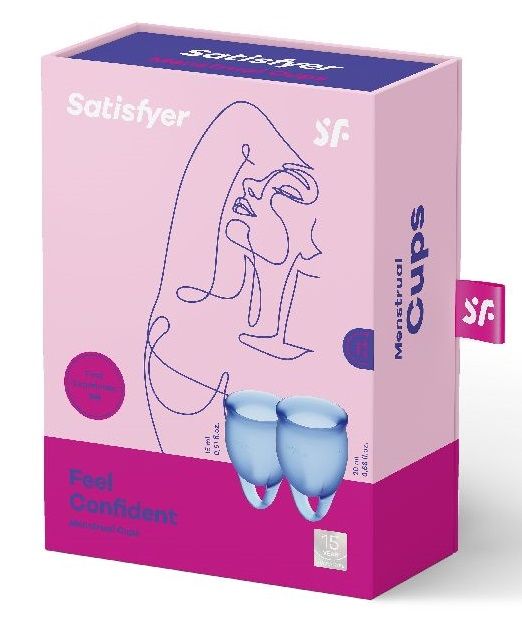 Набор синих менструальных чаш Feel confident Menstrual Cup - Satisfyer - купить с доставкой в Москве
