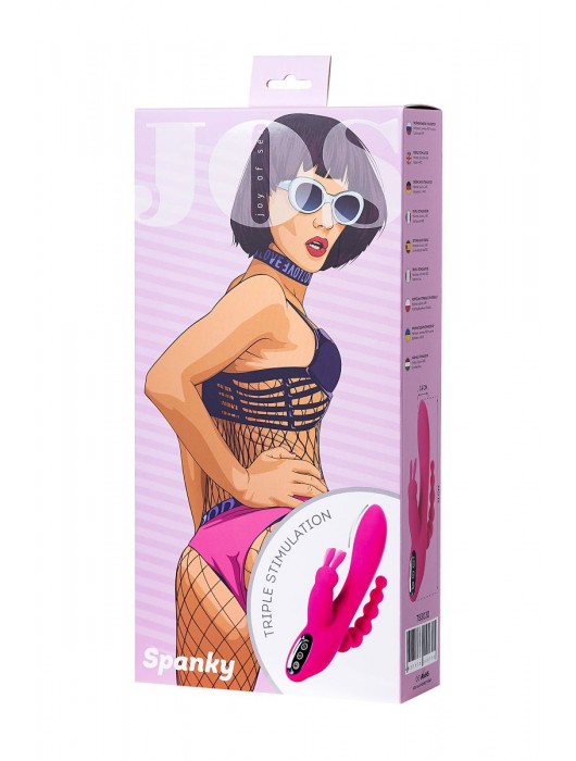 Ярко-розовый тройной вибростимулятор SPANKY - 21 см. - JOS