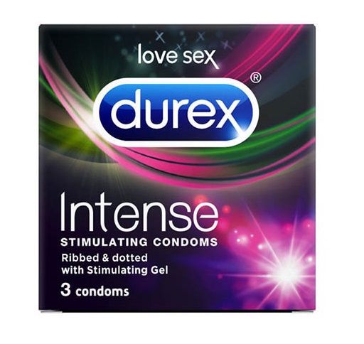 Рельефные презервативы со стимулирующей смазкой Durex Intense Orgasmic - 3 шт. - Durex - купить с доставкой в Москве