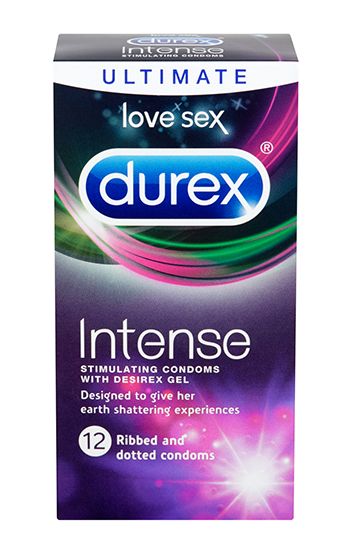 Рельефные презервативы со стимулирующей смазкой Durex Intense Orgasmic - 12 шт. - Durex - купить с доставкой в Москве