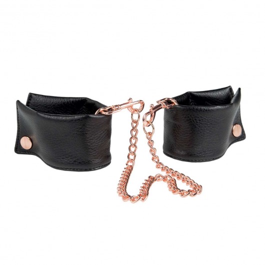 Черные мягкие наручники Entice French Cuffs с цепью - California Exotic Novelties - купить с доставкой в Москве