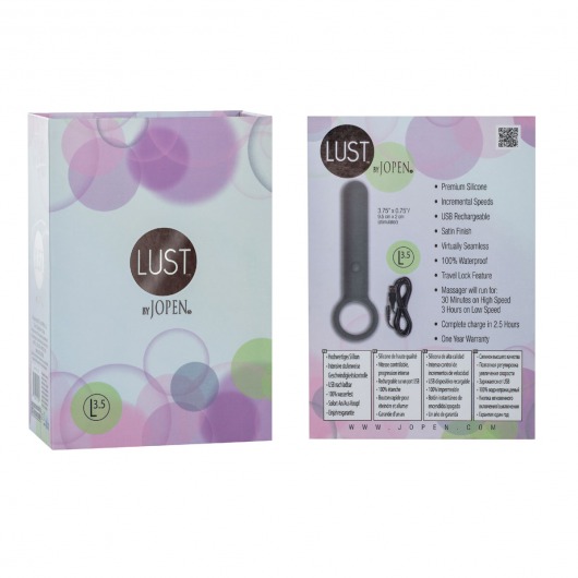 Серый мини-вибратор с кольцом Lust by JOPEN - 12,75 см. - Jopen