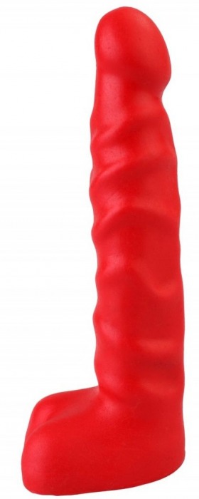 Красный анальный стимулятор с мошонкой - 14 см. - Джага-Джага