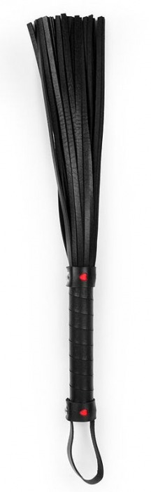 Черная многохвостая гладкая плеть с ручкой - 40 см. - Bior toys - купить с доставкой в Москве