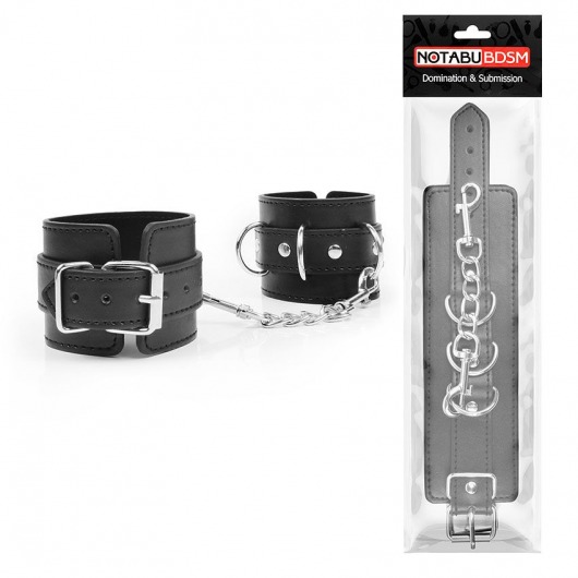 Черные наручники с металлическими застежками и цепочкой - Bior toys - купить с доставкой в Москве