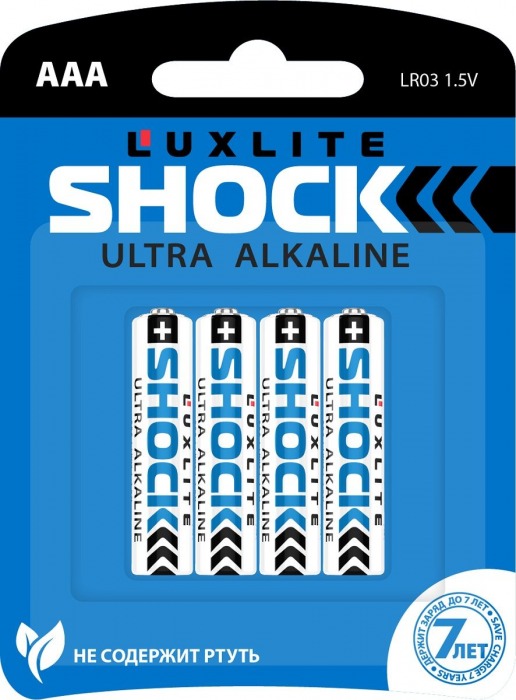 Батарейки Luxlite Shock (BLUE) типа ААА - 4 шт. - Luxlite - купить с доставкой в Москве