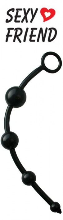 Черная анальная цепочка ANAL STIMULATOR MINI с колечком - 23 см. - Bior toys