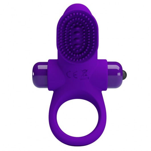 Фиолетовое эрекционное виброкольцо в клиторальной щеточкой Vibrant Penis Ring II - Baile - в Москве купить с доставкой