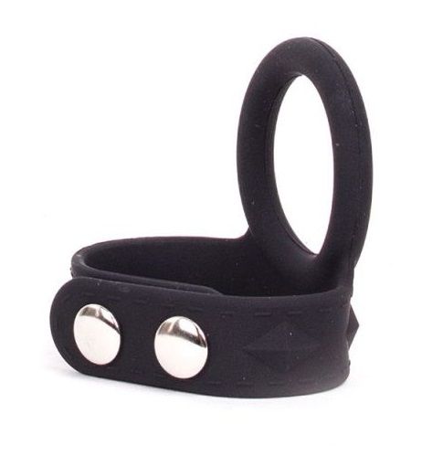 Черное эрекционное кольцо с утяжкой мошонки Silicone Tri-snap Support Large - O-Products - в Москве купить с доставкой