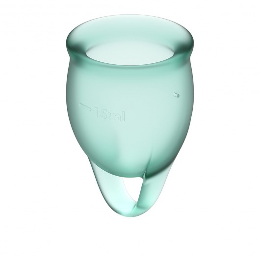 Набор темно-зеленых менструальных чаш Feel confident Menstrual Cup - Satisfyer - купить с доставкой в Москве
