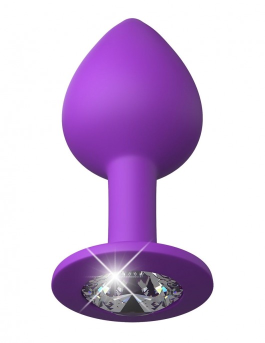 Фиолетовая анальная пробка со стразом Her Little Gem Medium Plug - 8,3 см. - Pipedream - купить с доставкой в Москве