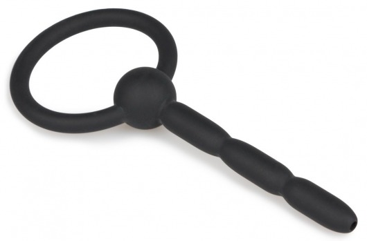 Черный силиконовый уретральный плаг Ribbed Hollow Silicone Penis Plug - 10,5 см. - EDC - купить с доставкой в Москве