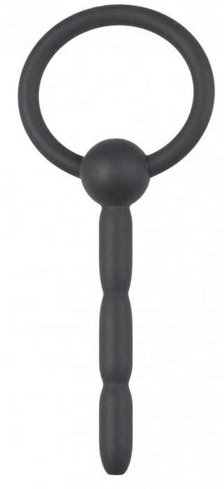 Черный силиконовый уретральный плаг Ribbed Hollow Silicone Penis Plug - 10,5 см. - EDC - купить с доставкой в Москве