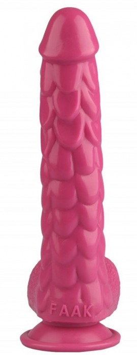 Розовый реалистичный фаллоимитатор с чешуйками на присоске - 24 см. - Джага-Джага