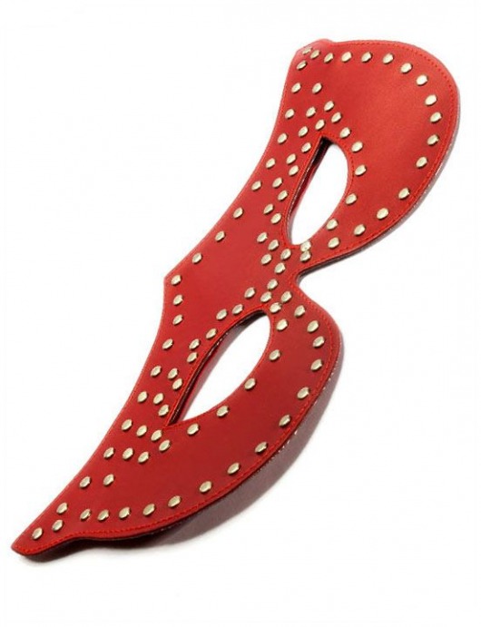 Красная маска из натуральной кожи с заклёпками - Eroticon - купить с доставкой в Москве