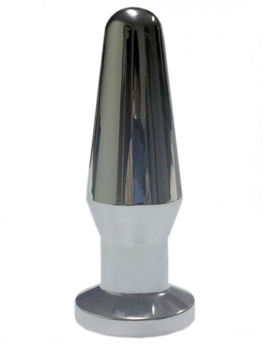 Серебристая анальная пробка с черным кристаллом - 10,3 см. - Eroticon - купить с доставкой в Москве