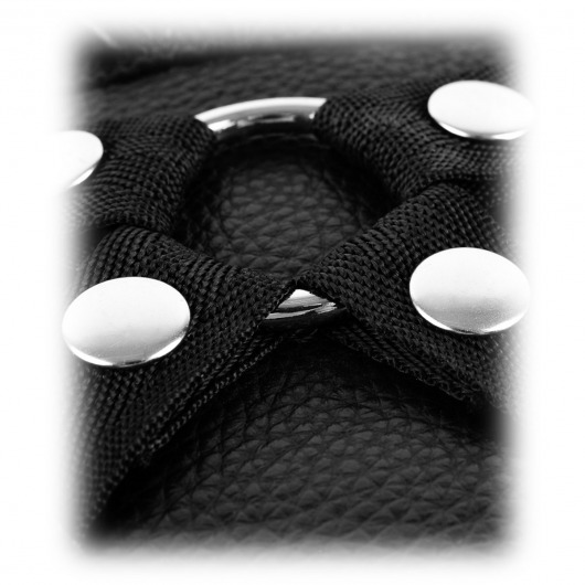 Женские трусики с рюшами для крепления страпона Leather Lovers Harness - Pipedream - купить с доставкой в Москве