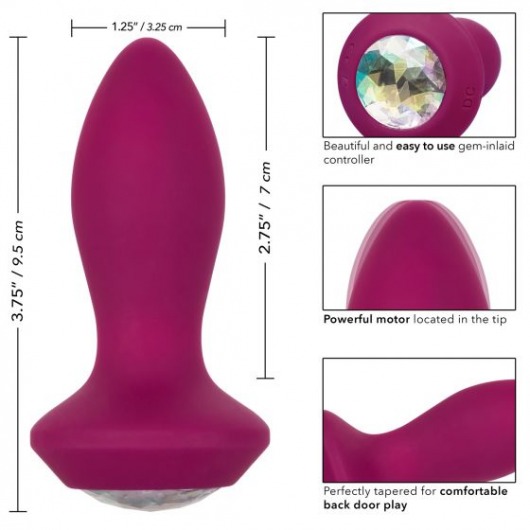 Фиолетовая анальная вибропробка с кристаллом Vibrating Petite Crystal Probe - 9,5 см. - California Exotic Novelties