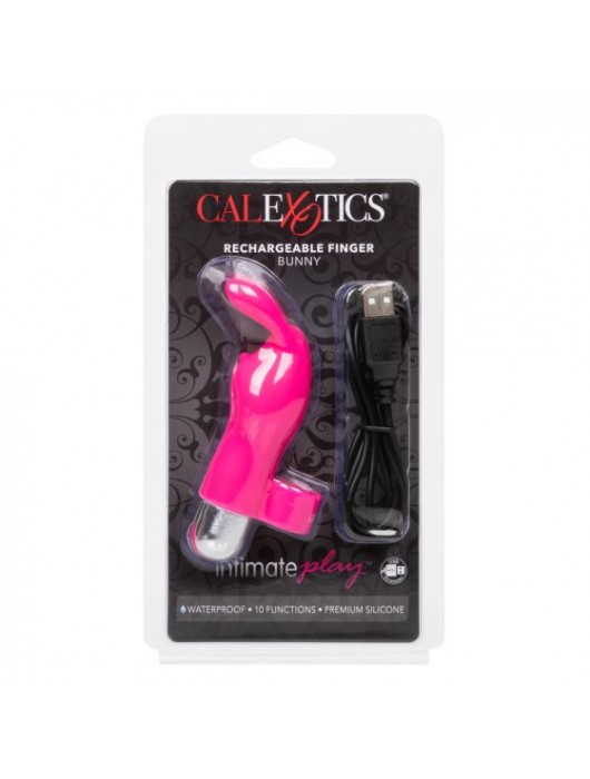 Розовая пулька-насадка на палец Finger Bunny - 8,25 см. - California Exotic Novelties