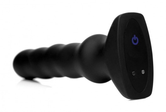 Черный вибратор с волнообразным движением Silicone Vibrating   Squirming Plug with Remote Control - 19,5 см. - XR Brands