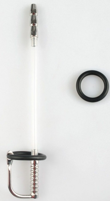 Серебристый фигурный уретральный стимулятор с силиконовым кольцом - Джага-Джага - купить с доставкой в Москве