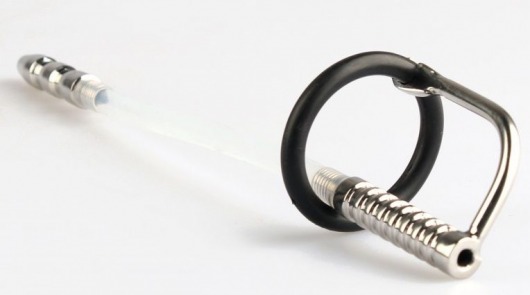 Серебристый фигурный уретральный стимулятор с силиконовым кольцом - Джага-Джага - купить с доставкой в Москве