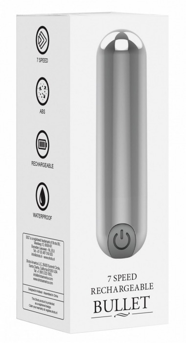 Серебристая перезаряжаемая вибропуля 7 Speed Rechargeable Bullet - 7,7 см. - Shots Media BV