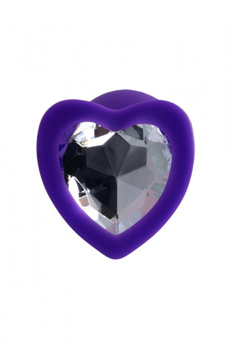 Фиолетовая анальная втулка Diamond Heart с прозрачным кристаллом - 7 см. - ToyFa - купить с доставкой в Москве