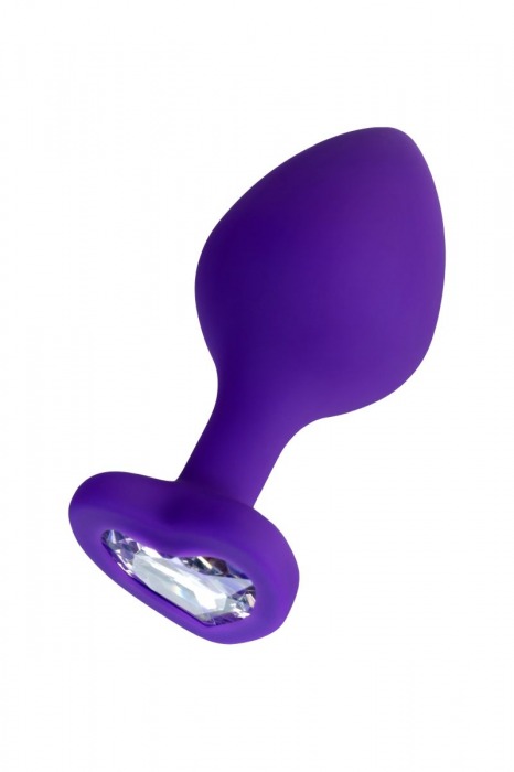 Фиолетовая анальная втулка Diamond Heart с прозрачным кристаллом - 8 см. - ToyFa - купить с доставкой в Москве