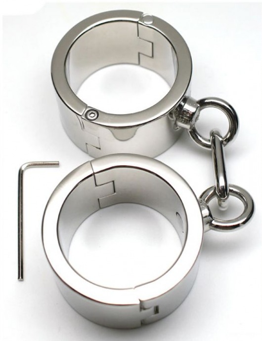 Серебристые металлические гладкие наручники - Eroticon - купить с доставкой в Москве