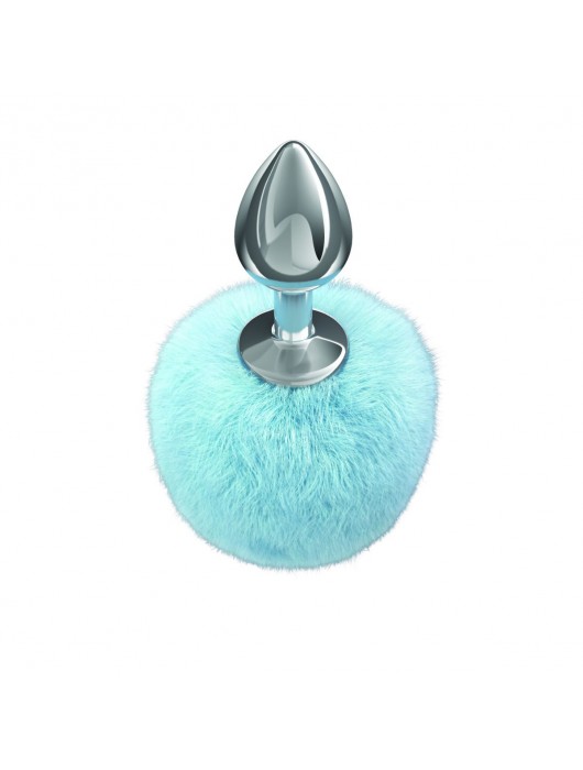 Серебристая анальная пробка с голубым пушистым хвостиком Twinkle - Lola Games - купить с доставкой в Москве