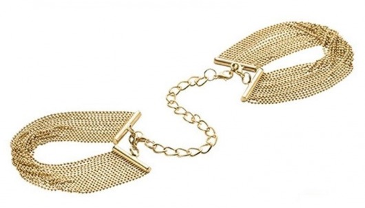 Золотистые браслеты-наручники с цепочкой MAGNIFIQUE - Bijoux Indiscrets - купить с доставкой в Москве