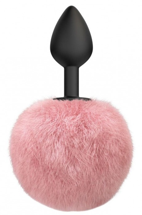 Черная анальная пробка с розовым пушистым хвостиком Fluffy - Lola toys
